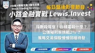 #小路金融實戰 策略交易個股慢慢回穩待發