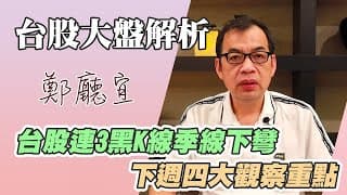 1120910【台股連3黑K線季線下彎  下週四大觀察重點】