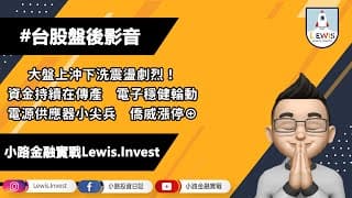#小路投資日記 大盤上沖下洗！電源供應小尖兵 僑威漲停⊕
