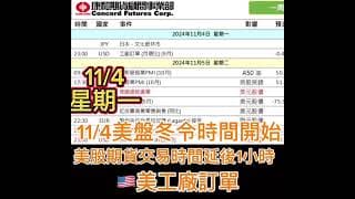 本週財經數據公告11/4-11/8