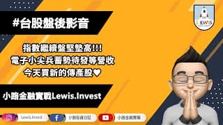 #小路投資日記 指數盤堅！電子尖兵蓄勢待發！買新的傳產股