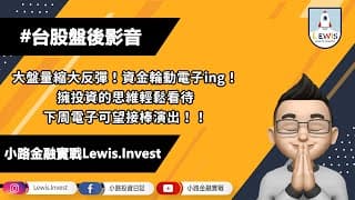 #小路投資日記 大盤量縮大反彈！資金輪動電子ING