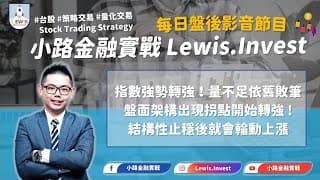 #小路金融實戰 盤面架構出現拐點開始轉強