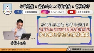 #小路投資日記 果真跌台積電 漲中小型股！晶圓代工 #5347世界先進 獲利出！