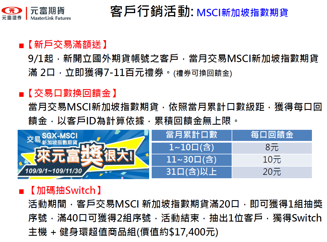MSCI新戶交易新加坡指數期貨 立即獲得百元7-11禮券