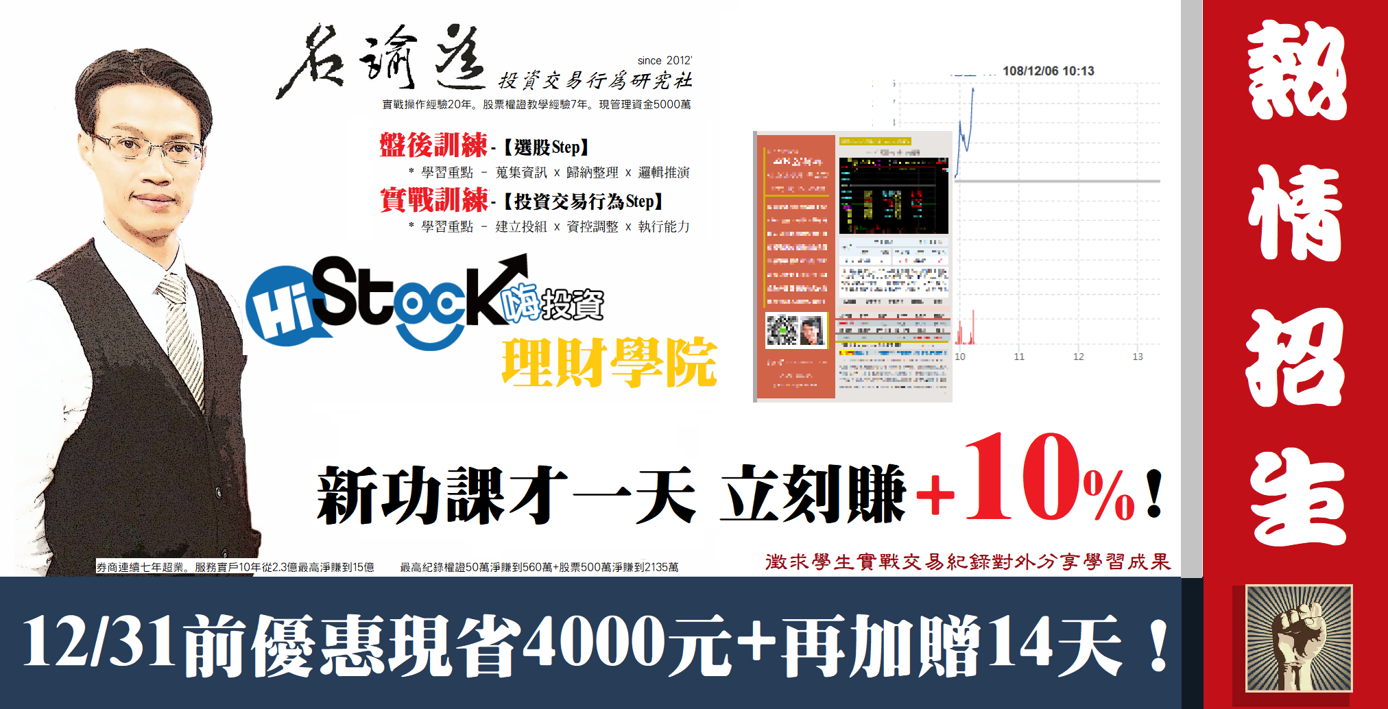 2019/12/06(五) 新功課才一天，立刻賺+10%！(徵求學生交易紀錄對外分享學習成果)